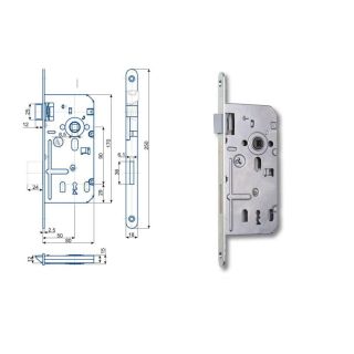 Zadlabací zámek HOBES K 350C (K350C) Pravý 90/80 dorn 50 klíč Zinek