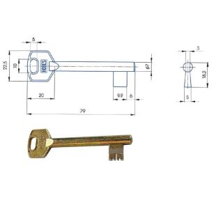 Odlitek klíče HOBES k zámku 02-03 výkovek-polotovar