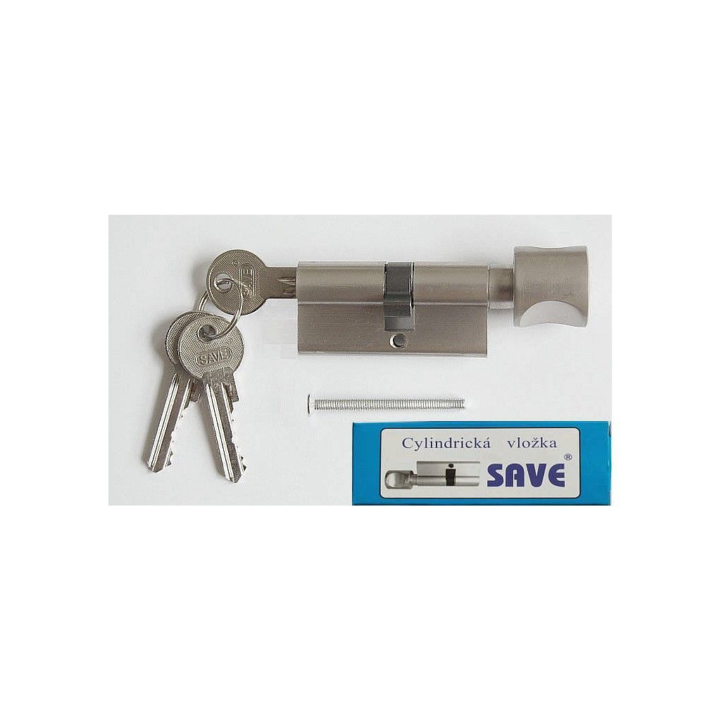 Cylindrická vložka SAVE 35+30 s knoflíkem Nikl sat 3klíče