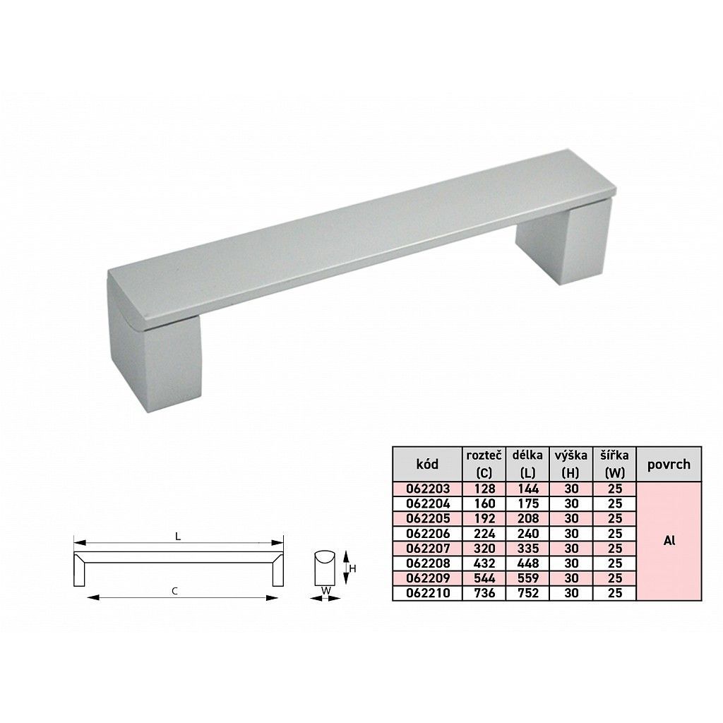 Úchytka Kora 736mm AL