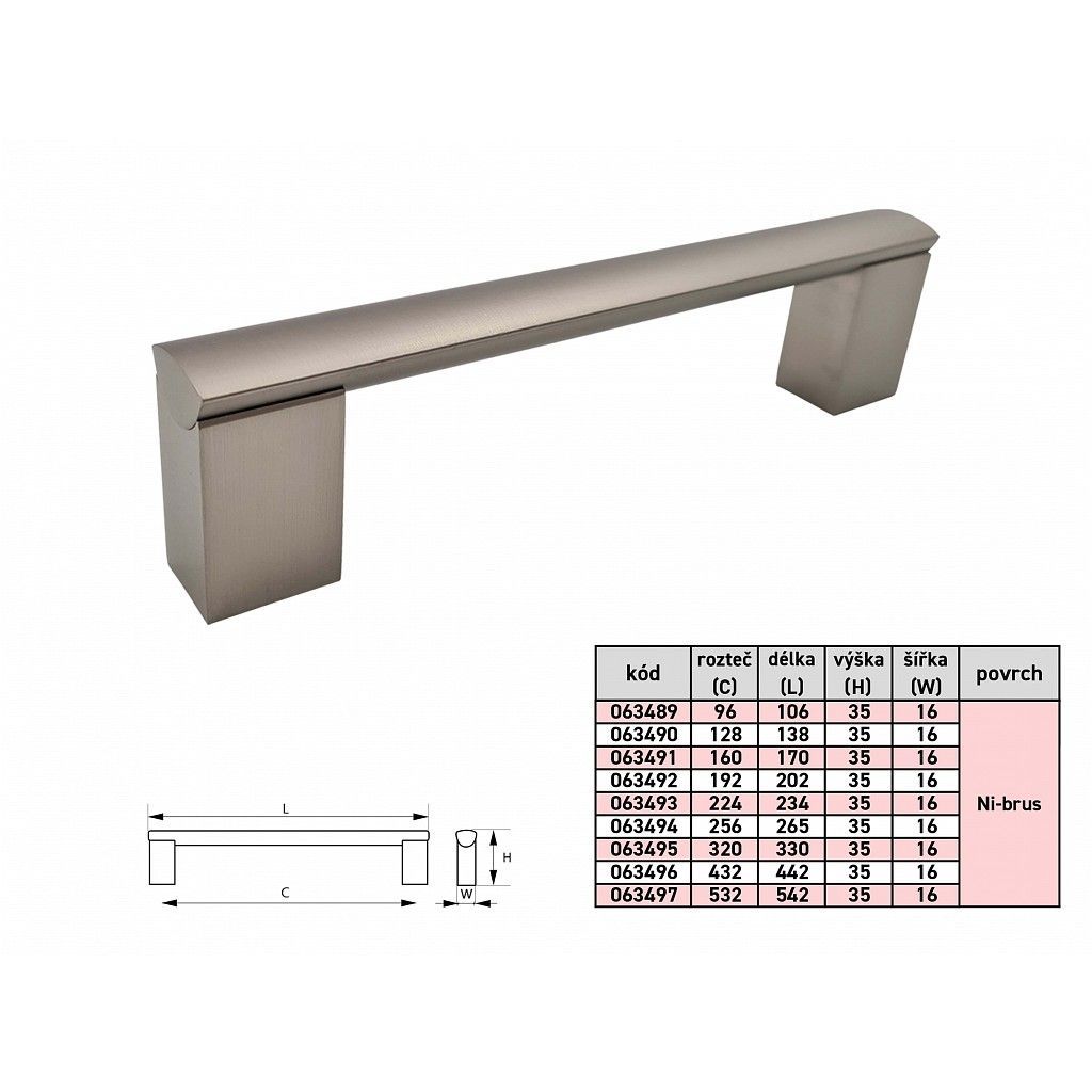 Úchytka Porta 532mm Nikl broušená
