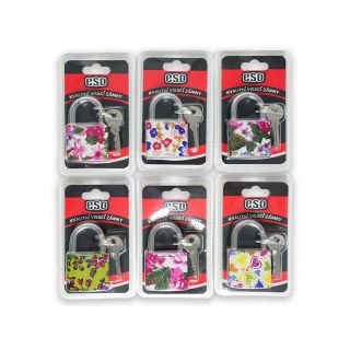 Visací zámek s potiskem 38 mm Mix barev 3klíče