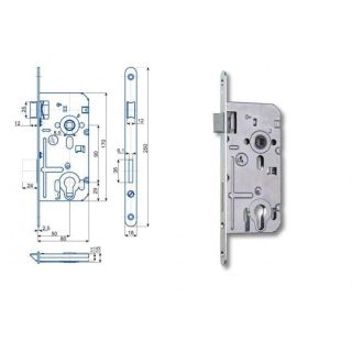 Zadlabací zámek HOBES K 351C (K351C) Levý 90/80 dorn 50  vložkový Zinek